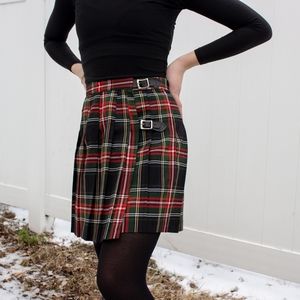 Pleated Plaid Skirt